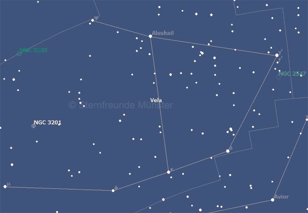 Grafik: Sternbild Segel des Schiffes